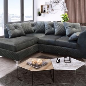 Black Jumbo Cord 4 Seater Sofa Left Hand Orientation